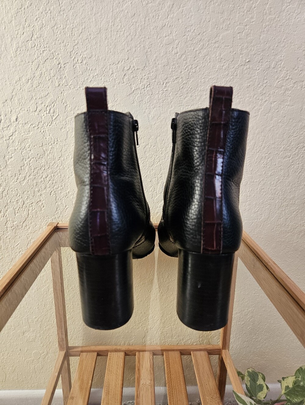 Brighton Rory black leather Zip Ankle boots. Silver buckle block heel Sz 9 - Picture 6 of 9